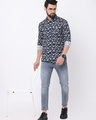 Shop Men's Blue Floral Printed Slim Fit Shirt