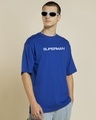 Shop Men's Blue Fortress Solitude Graphic Printed Oversized T-shirt-Full