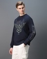 Shop Men's Blue Free Ride Graphic Printed Oversized T-shirt-Front