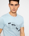 Shop Men's Blue Go with the Flow Typography Slim Fit T-shirt