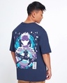 Shop Men's Blue Gojo Domain Graphic Printed Oversized T-shirt-Design