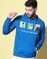 Shop Men's Blue Graphic Printed Hooded Sweatshirt-Front