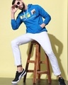 Shop Men's Blue Graphic Printed Hooded Sweatshirt