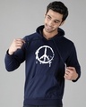 Shop Men's Blue Peace Dripping Graphic Printed Hoodie-Front