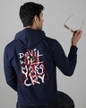 Shop Men's Blue Devil Make You Cry Graphic Printed Hoodie-Front