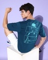 Shop Men's Blue Graphic Printed Oversized T-shirt-Full