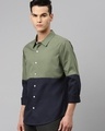 Shop Men's Blue & Green Color Block Shirt-Design