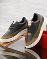 Shop Men's Black & Brown Color Block Sneakers-Front