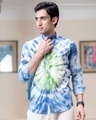 Shop Men's Blue & Green Tie & Dye Shirt-Front