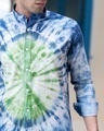 Shop Men's Blue & Green Tie & Dye Shirt