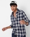 Shop Men's Blue & Grey Checked Shirt-Front