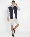 Shop Men's Blue & Grey Color Block Hooded Jacket-Full