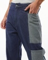 Shop Men's Blue & Grey Color Block Straight Fit Jeans