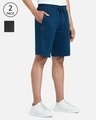 Shop Pack of 2 Men's Blue & Grey Shorts-Front