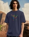 Shop Men's Blue Hang Loose Graphic Printed Oversized T-shirt-Front