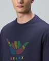 Shop Men's Blue Hang Loose Graphic Printed Oversized T-shirt