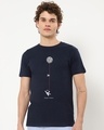 Shop Men's Blue Hangin Astronaut Graphic Printed T-shirt-Front