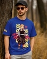 Shop Men's Blue Heart Ablaze Graphic Printed Oversized T-shirt-Front