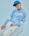 Shop Men's Blue High Side Typography Flatknit Sweater-Front