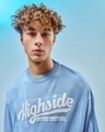 Shop Men's Blue High Side Typography Flatknit Sweater