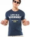 Shop Men's Blue Highway Life Typography T-shirt-Front