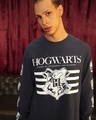 Shop Men's Blue Hogwarts Crest Graphic Printed Oversized T-shirt