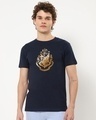Shop Men's Blue Hogwarts Crest Graphic Printed T-shirt-Front