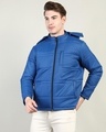 Shop Men's Blue Hooded Puffer Jacket-Design