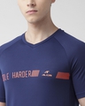 Shop Men's Blue Hustle Harder Typography Slim Fit T-shirt