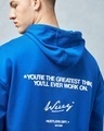 Shop Men's Blue Hustlers Dept Typography Oversized Hoodies