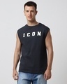 Shop Men's Blue Icon Graphic Printed Boxy Fit Vest-Front