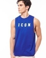 Shop Men's Blue Icon Typography Oversized Vest-Front