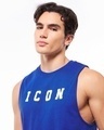 Shop Men's Blue Icon Typography Oversized Vest