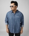 Shop Men's Blue Icon Printed Oversized Plus Size Shirt-Front