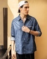 Shop Men's Blue Icon Printed Oversized Shirt-Front