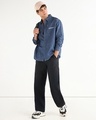Shop Men's Blue Icon Printed Oversized Shirt-Full