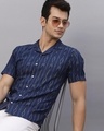 Shop Men's Blue Ikat Printed Slim Fit Shirt