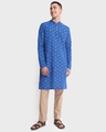 Shop Men's Blue Indo Fusion AOP Relaxed Fit Long Kurta-Full