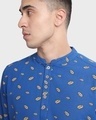 Shop Men's Blue Indo Fusion AOP Relaxed Fit Long Kurta