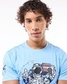 Shop Men's Blue Inter Galactic Party Graphic Printed T-shirt