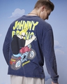 Shop Men's Blue Johnny Biker Graphic Printed Oversized T-shirt-Front