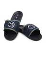 Shop Men's Black & Blue Kakashi Origins Printed Velcro Sliders-Front