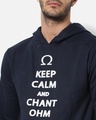 Shop Men's Blue Keep Calm And Chant Ohm Typography Hooded Sweatshirt
