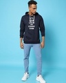 Shop Men's Blue Keep Calm Typography Hooded Sweatshirt-Full