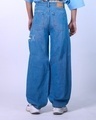 Shop Men's Blue Laser Cut Baggy Oversized Jeans-Design