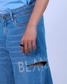 Shop Men's Blue Laser Cut Baggy Oversized Jeans