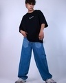 Shop Men's Blue Laser Rush Baggy Oversized Jeans-Full