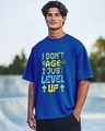 Shop Men's Blue Level Up Typography Oversized T-shirt-Front