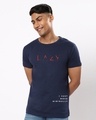 Shop Men's Blue Little Lazy Typography T-shirt-Front