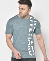 Shop Men's Blue Live Hard Typography T-shirt-Front
